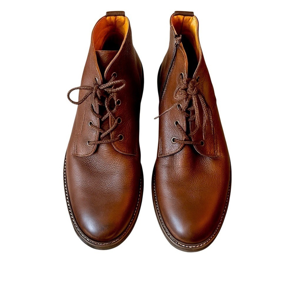 Saks Fifth Avenue Brown Pebbled Leather Chukka Boots Men's Size 12M Made Brazil - Picture 3 of 14